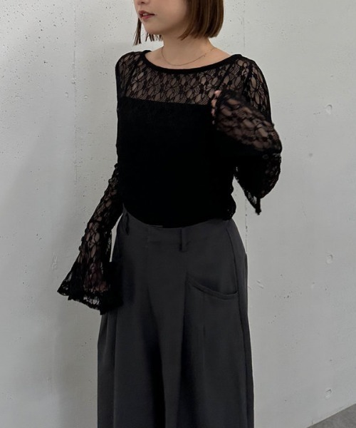 archives(アルシーヴ)の「カットレースフレアスリーブTOPS(Tシャツ/カットソー・レディース・アイボリー/ブラック/ブラウン・MEDIUM)」の12枚目の写真