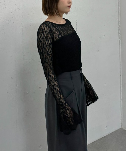 archives(アルシーヴ)の「カットレースフレアスリーブTOPS(Tシャツ/カットソー・レディース・アイボリー/ブラック/ブラウン・MEDIUM)」の13枚目の写真