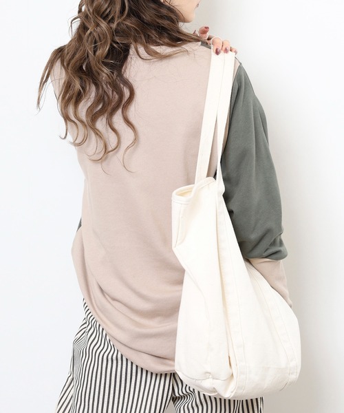 myke(ミーカ)の「myke TC裏毛 配色袖リブドルマンプルオーバー(Tシャツ/カットソー・レディース・アイボリー/マルチ/カーキ/杢グレー・M)」の18枚目の写真