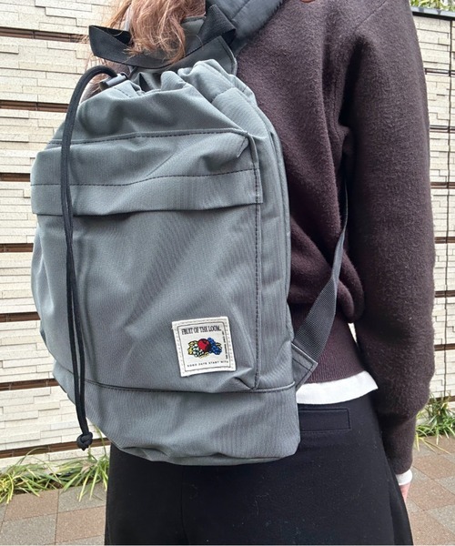 FRUIT OF THE LOOM(フルーツオブザルーム)の「FRUIT OF THE LOOM/フルーツオブザルーム COLOR PURSE BACKPACK(バックパック/リュック・レディース・グリーン/レッド/ピンク/イエロー/ベージュ/カーキ/ブラック/杢グレー・ONE SIZE)」の13枚目の写真