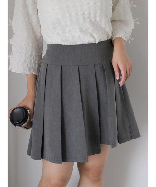 ehka sopo(エヘカソポ)の「アシメプリーツミニスカート(スカート・レディース・グレー/チャコールグレー/ベージュ・F)」の1枚目の写真