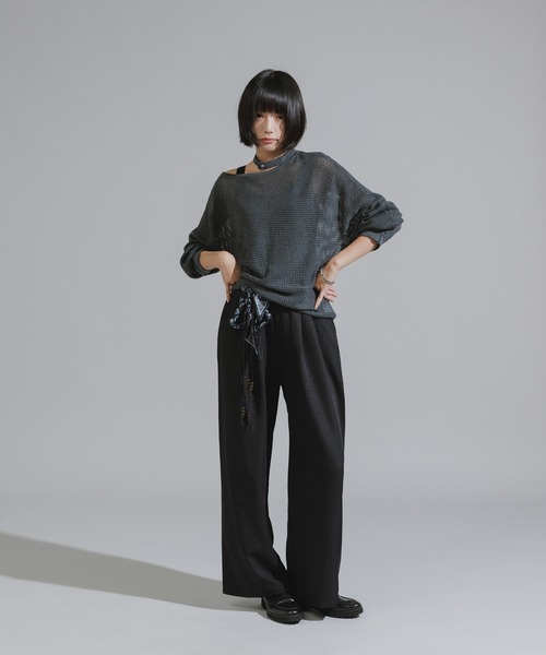 セール】One-Shoulder Wool Mesh Knit / ワンショル ウールメッシュ