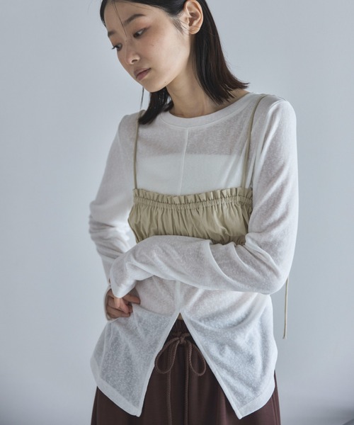 feepur(フェピュール)の「センタースリットシアーロンTee(Tシャツ/カットソー・レディース・ブラック/オフホワイト/ブラウン・MEDIUM)」の21枚目の写真