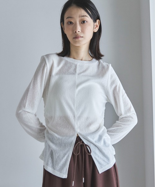 feepur(フェピュール)の「センタースリットシアーロンTee(Tシャツ/カットソー・レディース・ブラック/オフホワイト/ブラウン・MEDIUM)」の12枚目の写真