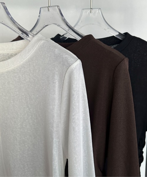 feepur(フェピュール)の「センタースリットシアーロンTee(Tシャツ/カットソー・レディース・ブラック/オフホワイト/ブラウン・MEDIUM)」の14枚目の写真