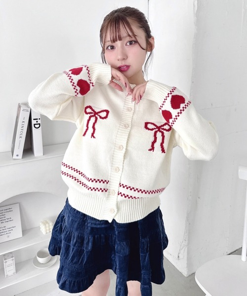 最終価格☆赤ORB刺繍カーディガン【白】 赤ORB刺繍カーディガン【白】