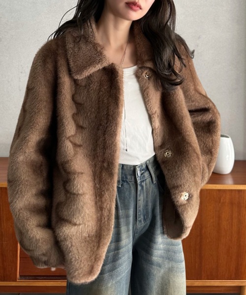 Eclat one（エクラワン）の「【Eclat one】フェイクファー 襟付き