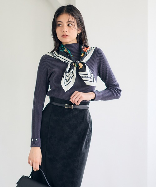 12Twelve Agenda（トゥエルブ　アジェンダ）の「ハイネック袖口ターンバックリブニットプルオーバー（ニット/セーター・レディース・ブルーグリーン/ブラック/ピンク/チャコールグレー/オフホワイト/サックスブルー/ミント・M/L）」の3枚目の写真