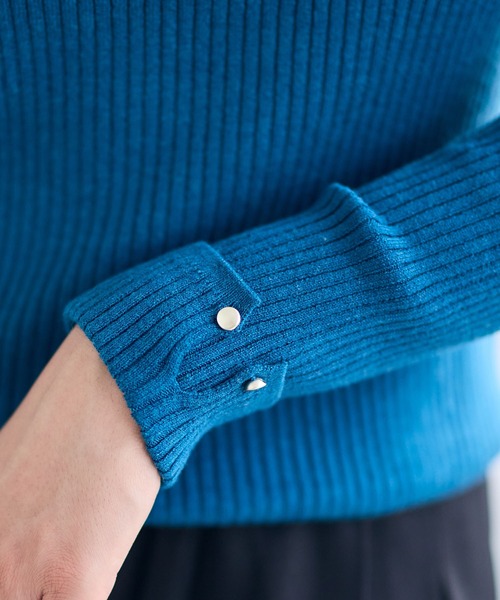 12Twelve Agenda（トゥエルブ　アジェンダ）の「ハイネック袖口ターンバックリブニットプルオーバー（ニット/セーター・レディース・ブルーグリーン/ブラック/ピンク/チャコールグレー/オフホワイト/サックスブルー/ミント・M/L）」の9枚目の写真