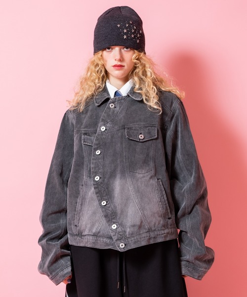 セール】a.p.o.v. カーブラップボタンフロントオーバーサイズ短丈