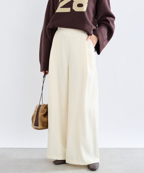 RIVE DROITE（リヴドロワ）の「【à Nice （ア ・ニース）】Twoolワイドパンツ（その他パンツ・レディース・ブラック/オフホワイト・38/36）」の2枚目の写真