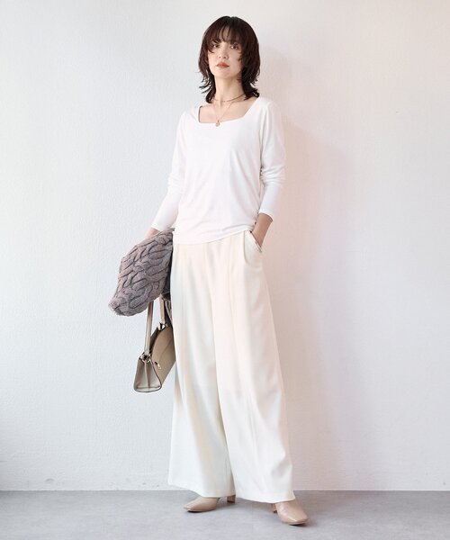 RIVE DROITE（リヴドロワ）の「【à Nice （ア ・ニース）】Twoolワイドパンツ（その他パンツ・レディース・ブラック/オフホワイト・38/36）」の19枚目の写真