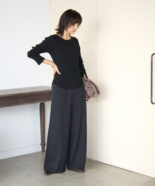 RIVE DROITE（リヴドロワ）の「【à Nice （ア ・ニース）】Twoolワイドパンツ（その他パンツ・レディース・ブラック/オフホワイト・38/36）」の16枚目の写真