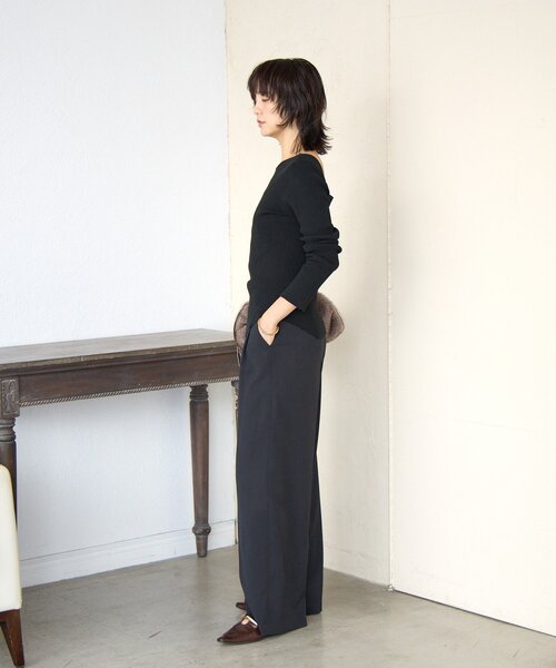 RIVE DROITE（リヴドロワ）の「【à Nice （ア ・ニース）】Twoolワイドパンツ（その他パンツ・レディース・ブラック/オフホワイト・38/36）」の15枚目の写真