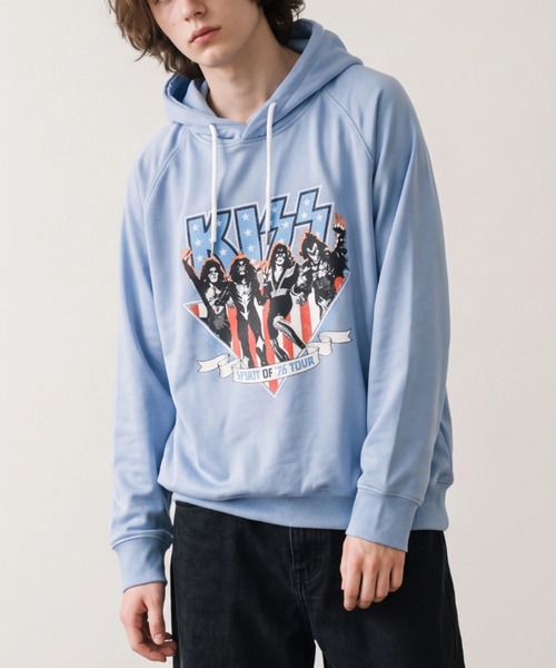 ROCK-OFF(ロックオフ)の「【ROCK-OFF】【AW】KISS AMERICANA HOODIE(パーカー・メンズ・ライトブルー・MEDIUM/LARGE/X-LARGE)」の1枚目の写真
