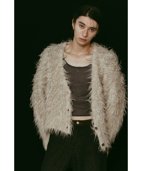 Knuth Marf（クヌースマーフ）の「shaggy cardigan（カーディガン/ボレロ・レディース・ライトベージュ/グレー・FREE）」の5枚目の写真