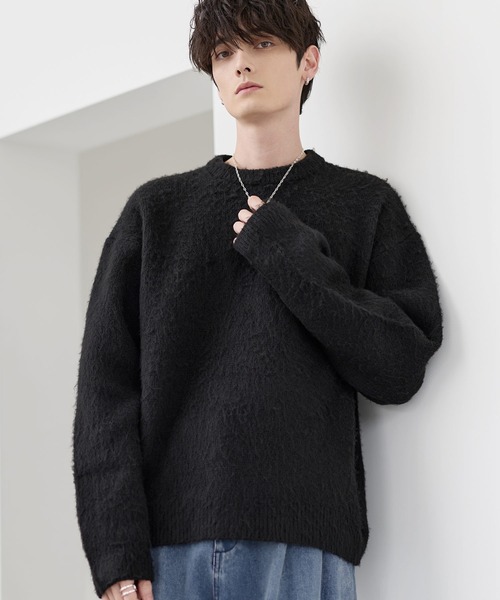 セール】ウールブレンドシャギーデザインニット（ニット/セーター