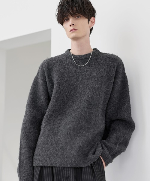 ETELIO(エテリオ)の「ウールブレンドシャギーデザインニット(ニット/セーター・メンズ・ブラック/ブラック系2/ブルー/ブルー系2/ブラウン/ブラック系/チャコール/ブルー系・S/M/L/XL)」の15枚目の写真