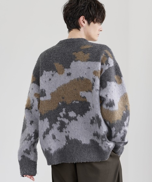 ETELIO(エテリオ)の「ウールブレンドシャギーデザインニット(ニット/セーター・メンズ・ブラック/ブラック系2/ブルー/ブルー系2/ブラウン/ブラック系/チャコール/ブルー系・S/M/L/XL)」の9枚目の写真