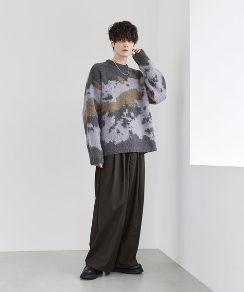 ETELIO(エテリオ)の「ウールブレンドシャギーデザインニット(ニット/セーター・メンズ・ブラック/ブラック系2/ブルー/ブルー系2/ブラウン/ブラック系/チャコール/ブルー系・S/M/L/XL)」の12枚目の写真