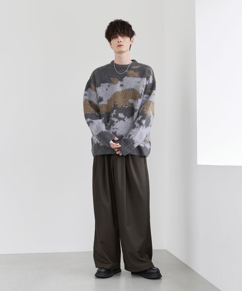 ETELIO(エテリオ)の「ウールブレンドシャギーデザインニット(ニット/セーター・メンズ・ブラック/ブラック系2/ブルー/ブルー系2/ブラウン/ブラック系/チャコール/ブルー系・S/M/L/XL)」の14枚目の写真