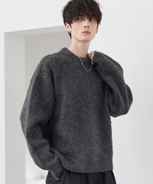 ETELIO(エテリオ)の「ウールブレンドシャギーデザインニット(ニット/セーター・メンズ・ブラック/ブラック系2/ブルー/ブルー系2/ブラウン/ブラック系/チャコール/ブルー系・S/M/L/XL)」の16枚目の写真