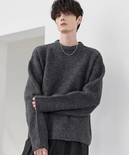 ETELIO(エテリオ)の「ウールブレンドシャギーデザインニット(ニット/セーター・メンズ・ブラック/ブラック系2/ブルー/ブルー系2/ブラウン/ブラック系/チャコール/ブルー系・S/M/L/XL)」の17枚目の写真