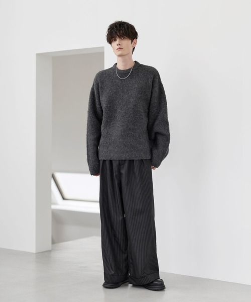 ETELIO(エテリオ)の「ウールブレンドシャギーデザインニット(ニット/セーター・メンズ・ブラック/ブラック系2/ブルー/ブルー系2/ブラウン/ブラック系/チャコール/ブルー系・S/M/L/XL)」の19枚目の写真