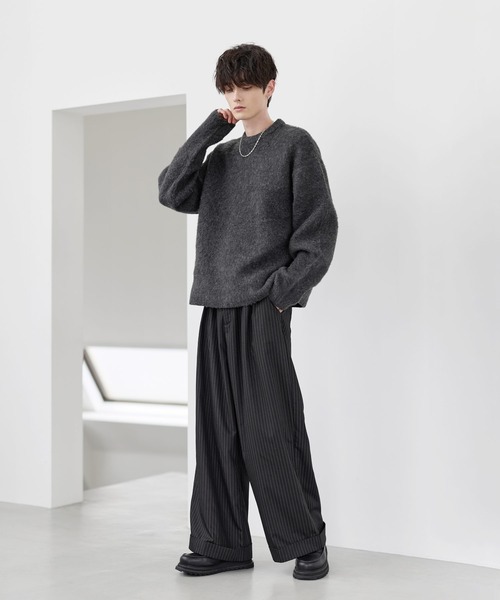 ETELIO(エテリオ)の「ウールブレンドシャギーデザインニット(ニット/セーター・メンズ・ブラック/ブラック系2/ブルー/ブルー系2/ブラウン/ブラック系/チャコール/ブルー系・S/M/L/XL)」の20枚目の写真