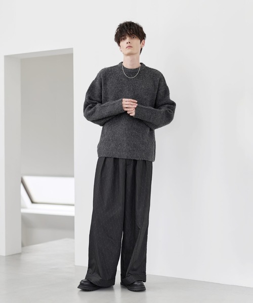 ETELIO(エテリオ)の「ウールブレンドシャギーデザインニット(ニット/セーター・メンズ・ブラック/ブラック系2/ブルー/ブルー系2/ブラウン/ブラック系/チャコール/ブルー系・S/M/L/XL)」の21枚目の写真