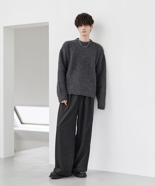 ETELIO(エテリオ)の「ウールブレンドシャギーデザインニット(ニット/セーター・メンズ・ブラック/ブラック系2/ブルー/ブルー系2/ブラウン/ブラック系/チャコール/ブルー系・S/M/L/XL)」の22枚目の写真