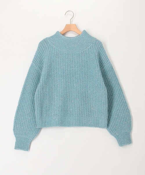 MICO COULIER（ミコクリエ）の「ラメホイルフレンチモックネックプルオーバーニット（ニット/セーター・レディース・ベージュ/ピンク/オフホワイト/サックスブルー・38）」の5枚目の写真