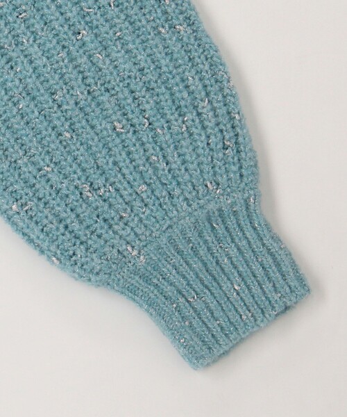 MICO COULIER（ミコクリエ）の「ラメホイルフレンチモックネックプルオーバーニット（ニット/セーター・レディース・ベージュ/ピンク/オフホワイト/サックスブルー・38）」の8枚目の写真