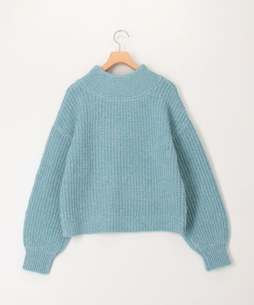 MICO COULIER（ミコクリエ）の「ラメホイルフレンチモックネックプルオーバーニット（ニット/セーター・レディース・ベージュ/ピンク/オフホワイト/サックスブルー・38）」の10枚目の写真