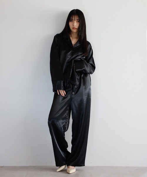 ENC（エンク）の「satin easy pants / サテンイージーパンツ（その他パンツ・レディース・ベージュ系その他/ブラック・FREE）」の3枚目の写真