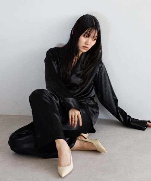 ENC（エンク）の「satin easy pants / サテンイージーパンツ（その他パンツ・レディース・ベージュ系その他/ブラック・FREE）」の4枚目の写真