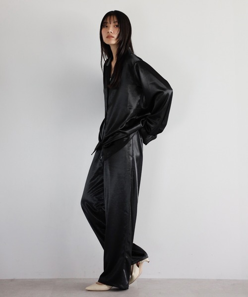 ENC（エンク）の「satin easy pants / サテンイージーパンツ（その他パンツ・レディース・ベージュ系その他/ブラック・FREE）」の6枚目の写真