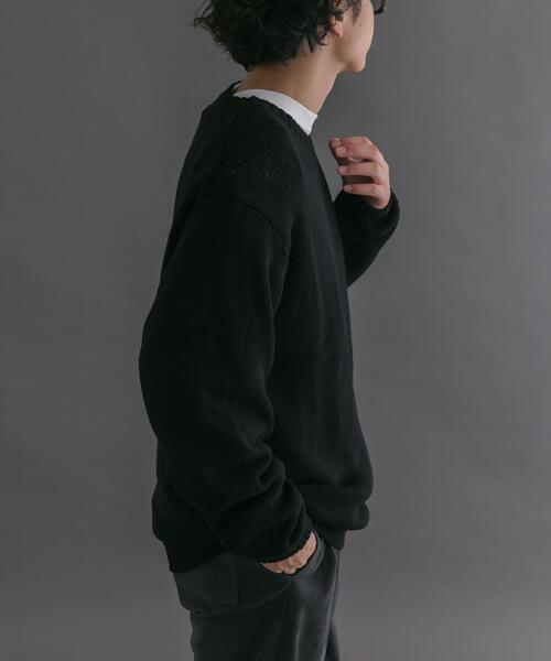 FORK&SPOON（フォークアンドスプーン）の「FORK&SPOON　コットンウールVネックニット（ニット/セーター・メンズ・ブラック/グレー系その他・4/5）」の3枚目の写真