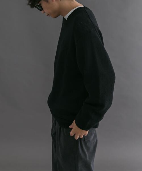 FORK&SPOON（フォークアンドスプーン）の「FORK&SPOON　コットンウールVネックニット（ニット/セーター・メンズ・ブラック/グレー系その他・4/5）」の5枚目の写真