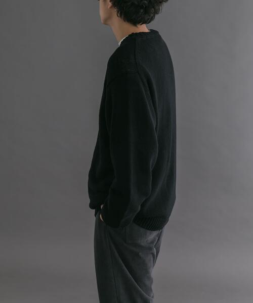 FORK&SPOON（フォークアンドスプーン）の「FORK&SPOON　コットンウールVネックニット（ニット/セーター・メンズ・ブラック/グレー系その他・4/5）」の6枚目の写真