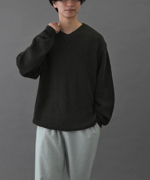 FORK&SPOON（フォークアンドスプーン）の「FORK&SPOON　コットンウールVネックニット（ニット/セーター・メンズ・ブラック/グレー系その他・4/5）」の12枚目の写真