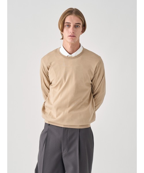 JOHN SMEDLEY（ジョンスメドレー）の「クルーネック長袖ニットプルオーバー（ニット/セーター・メンズ・ブルー系その他4/カーキ/ブラウン系その他/グレー系その他/ブラック/ブラウン系その他2/チャコールグレー/グレー/ブルー系その他/ダークグレー/グリーン/ベージュ系その他/ブラウン系その他3/レッド系その他/ホワイト/ダークネイビー/オレンジ・L/M/S/XL）」の10枚目の写真