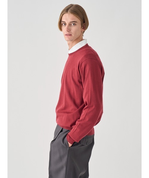 538 新品 ジョンスメドレー クルーネック長袖コットンニットプルオーバー S クルーネック長袖ニットプルオーバー（ニット/セーター）｜JOHN