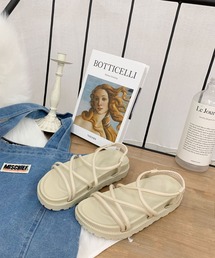 Lilamusant（リラミュゾン）の「【RES】【Lilamusant(リラミュゾン)】プラットフォーム厚底ナローストラップ/クロスストラップサンダル（サンダル）」