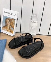 Lilamusant（リラミュゾン）の「【RES】【Lilamusant(リラミュゾン)】プラットフォーム厚底ナローストラップ/クロスストラップサンダル（サンダル）」