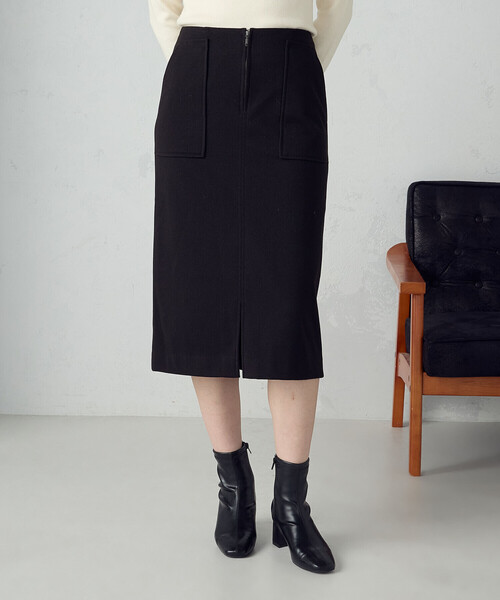 COMME CA ISM（コムサイズム）の「フラノ調ジャージータイトスカート（スカート・レディース・ライトグレー/ベージュ/ブラック・X-LARGE/LARGE/MEDIUM/SMALL/X-SMALL）」の2枚目の写真