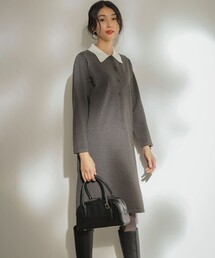 組曲（クミキョク）の「ニット襟トロンプルイユ ワンピース（ワンピース）」