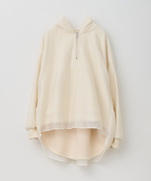 Muel Chic(ミュエルシック)の「Nicosia food pullover ニコシアフードプルオーバー(パーカー・レディース・ベージュ/ダークブラック/オフホワイト・FREE)」の4枚目の写真