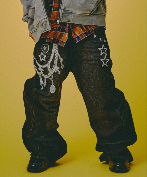 GALFY（ガルフィー）の「GALFY-ジャラジャラギャル男デニム（デニムパンツ・メンズ・インディゴブルー/ブラウン/ブラック・L/XL）」の2枚目の写真