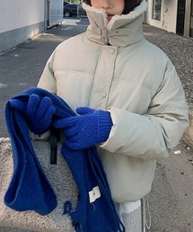 襟ボアショート丈中綿ブルゾン